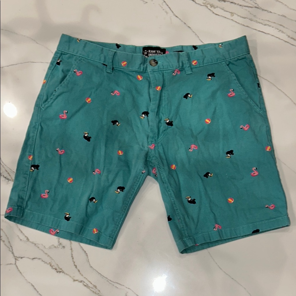 Teal Embroidered Men's Shorts